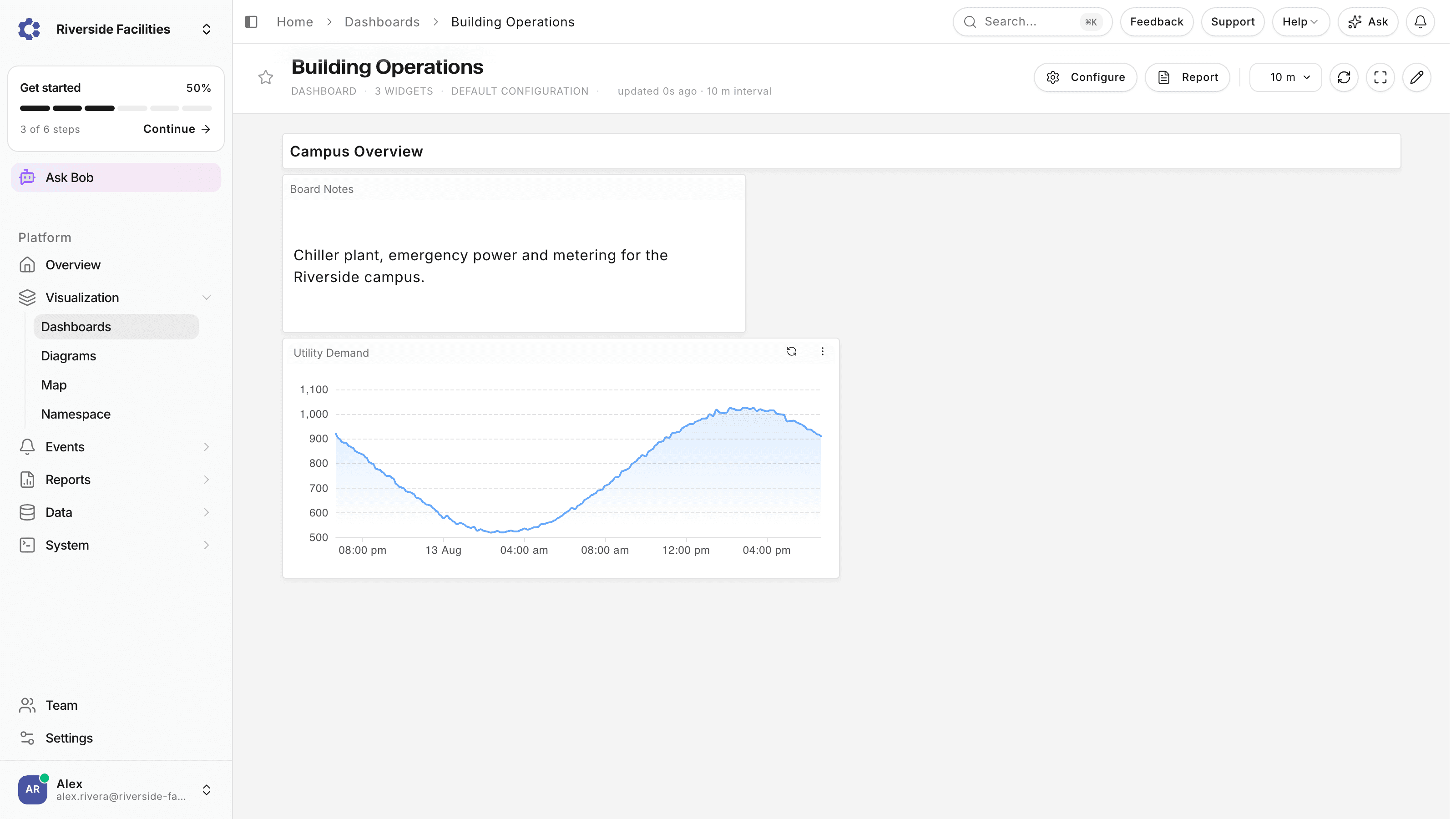Live operations dashboard in ControlCom Connect
