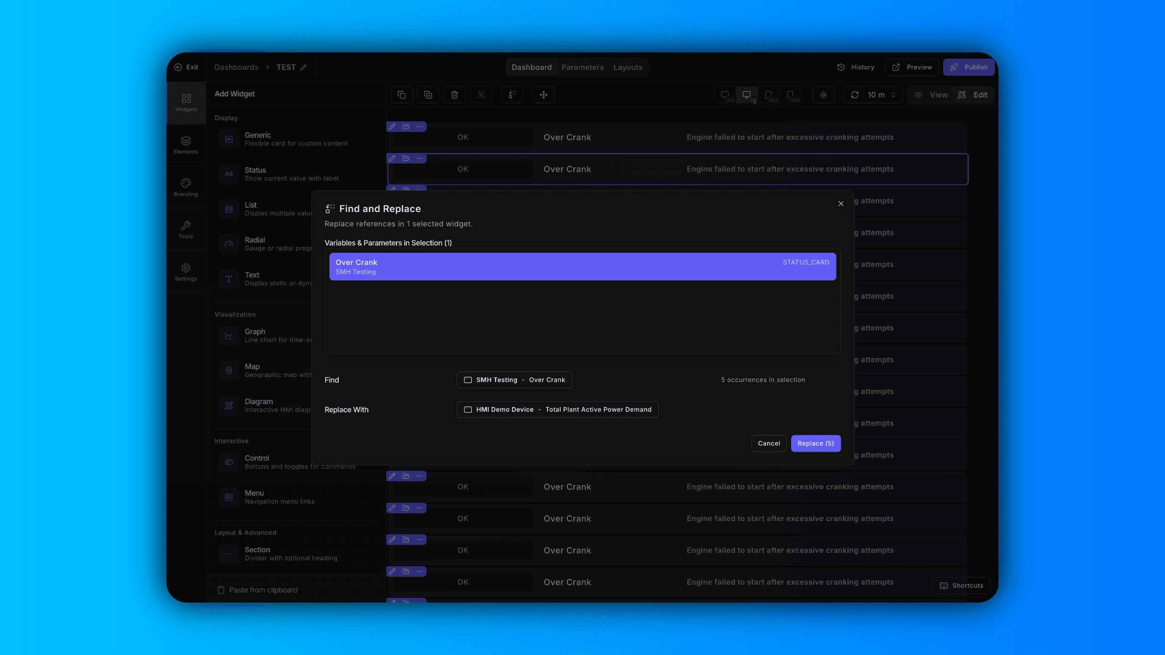Faster Dashboard Edits in ControlCom Connect: Bulk Variable Replacement and New Text Widget